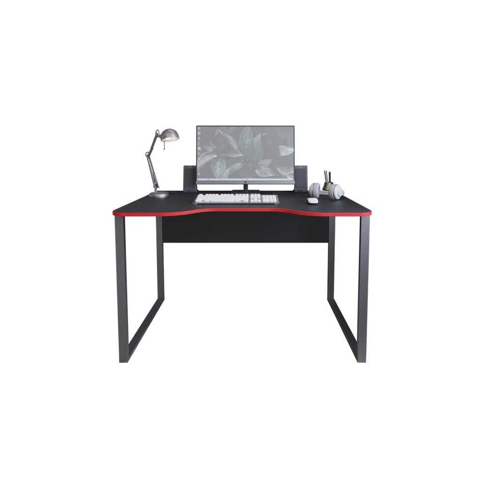Изображение товара Компьютерный стол с вырезом Альянс мебель 1200х740х750 черно-красный стиль лофт