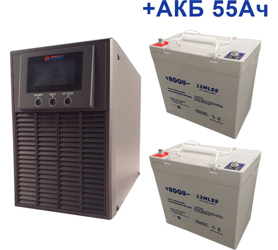 Изображение товара Комплект ИБП ELTENA Monolith E 1000LT (800Вт) + 2шт. АКБ AQQU 12ML55 (12В, 55Ач) ME1000LT/12ML55