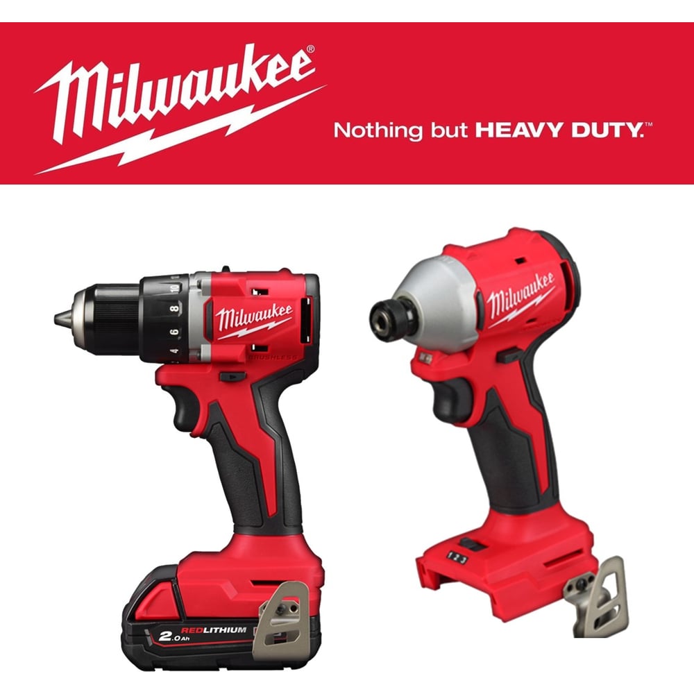 Изображение товара Набор дрель-шуруповерт Milwaukee M18BLDDRC-202C+Винтоверт M18BLIDR-0X