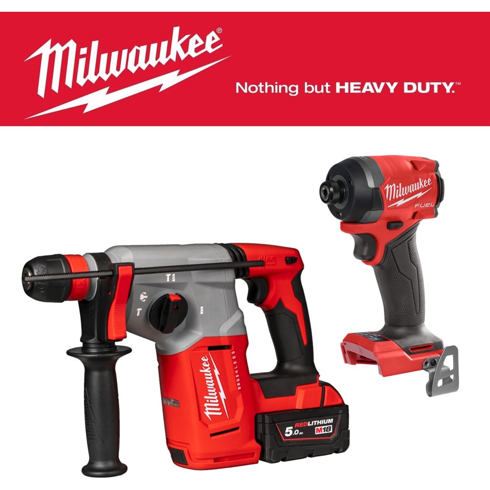 Изображение товара Набор перфоратора и винтовёрта Milwaukee M18BLHX-502X + M18FID3-0X