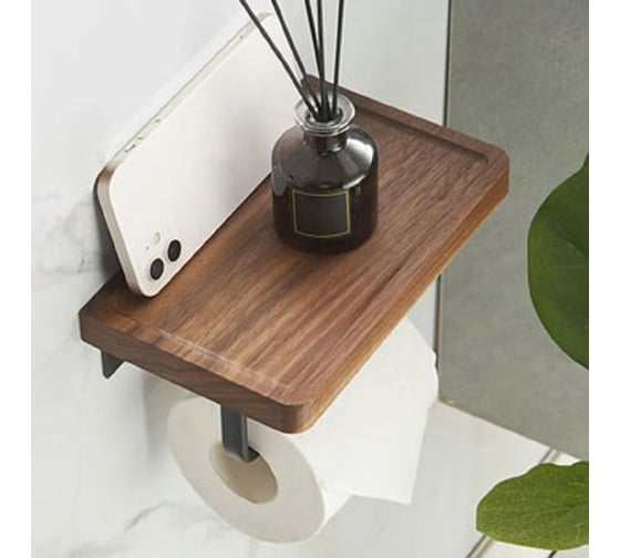 Изображение товара Держатель для туалетной бумаги с полочкой SANTRADE SM-HB2012 (орех) 0690