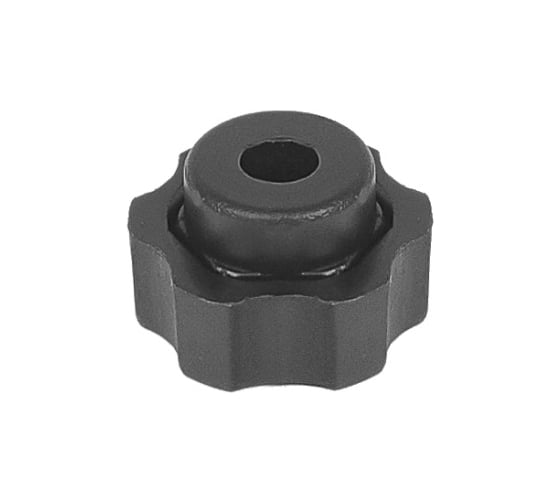 Изображение товара Барашек Миниворкс пластиковый разборный (комплект крышка и вставка) с рукояткой Ø21 для установки гайки или болта М5, цвет черный – (25 шт.) Б21М5ЧН