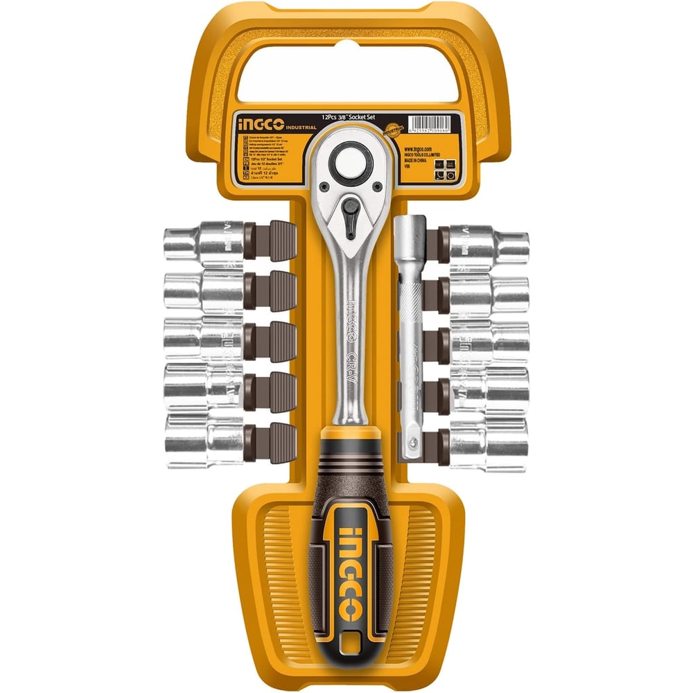 Изображение товара Набор головок INGCO 3/8 с трещоткой 12 шт, INDUSTRIAL HKTS38122