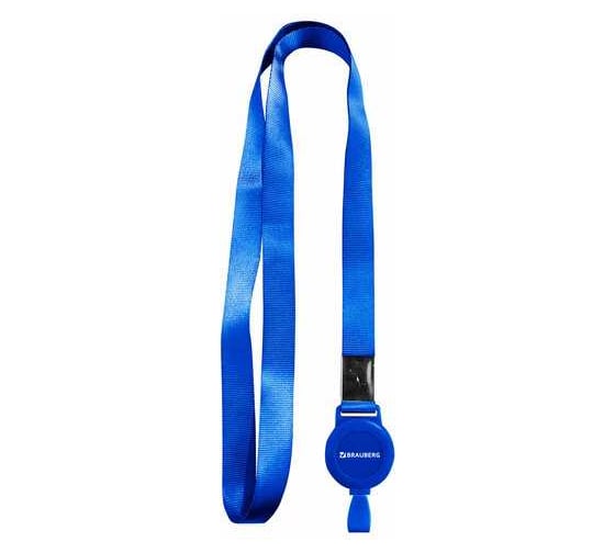 Изображение товара Держатель-рулетка для бейджей BRAUBERG 70 см, с лентой 45 см, синий, комплект 10 шт, EXTRA 238837