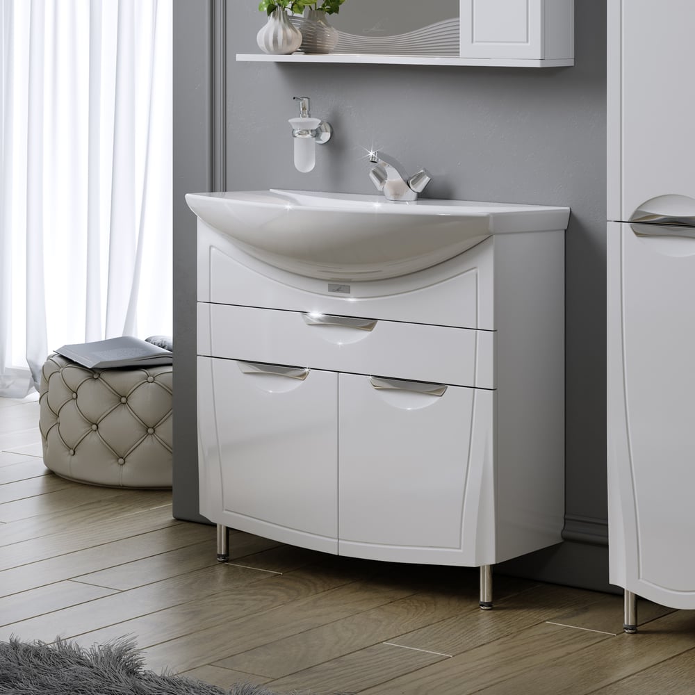 Изображение товара Тумба ALAVANN Monaco 80-01 (ум. Балтика 80) белый, ДСП глянец ALV0186003