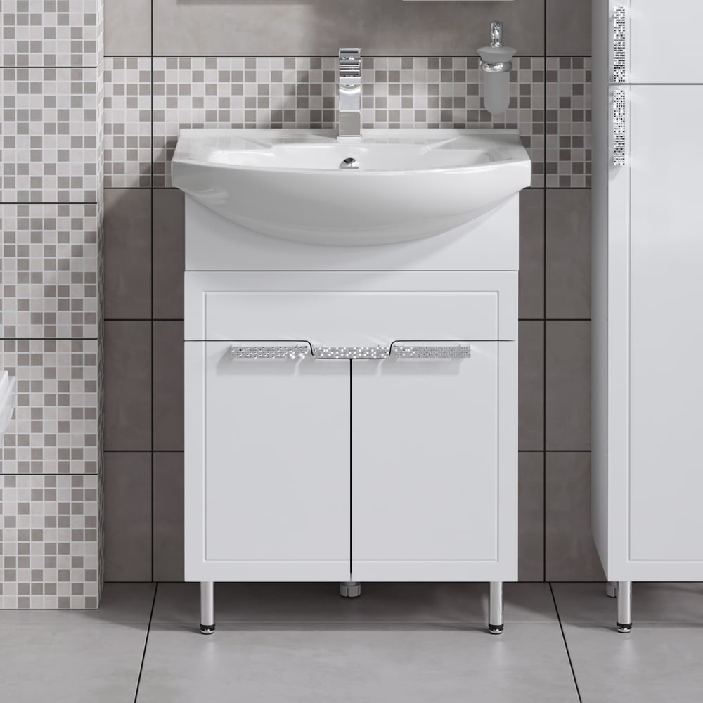 Изображение товара Тумба для умывальника ALAVANN Vittoria 65 белая с ящиком современный стиль