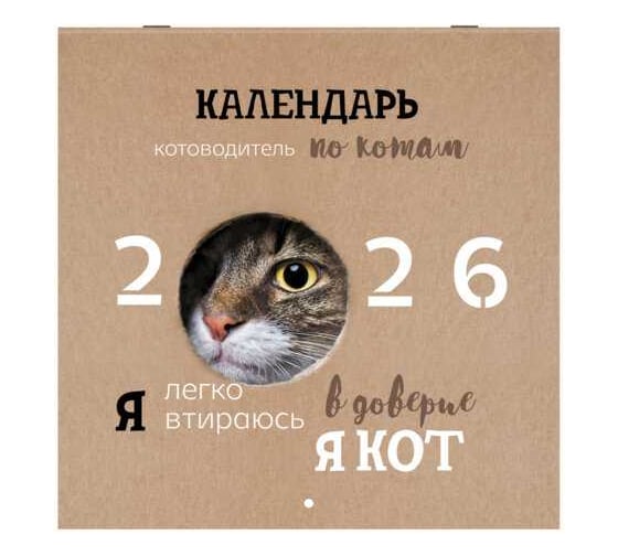 Изображение товара Календарь настенный перекидной BRAUBERG 2026г, 12 листов, 28,5х28,5см, Смешные котики 116929