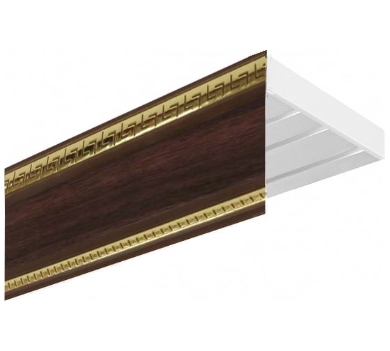 Изображение товара Трехрядный карниз Эскар ЭКОНОМ Антик в сборе, темный ясень, 1.8 м 531430180