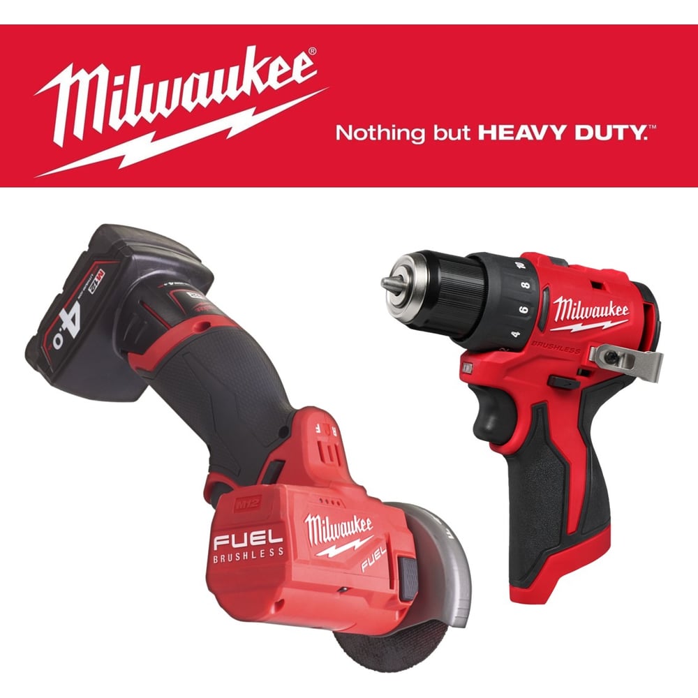 Изображение товара Набор отрезной машины и дрель-шуруповерта Milwaukee M12FCOT-422X профессиональный