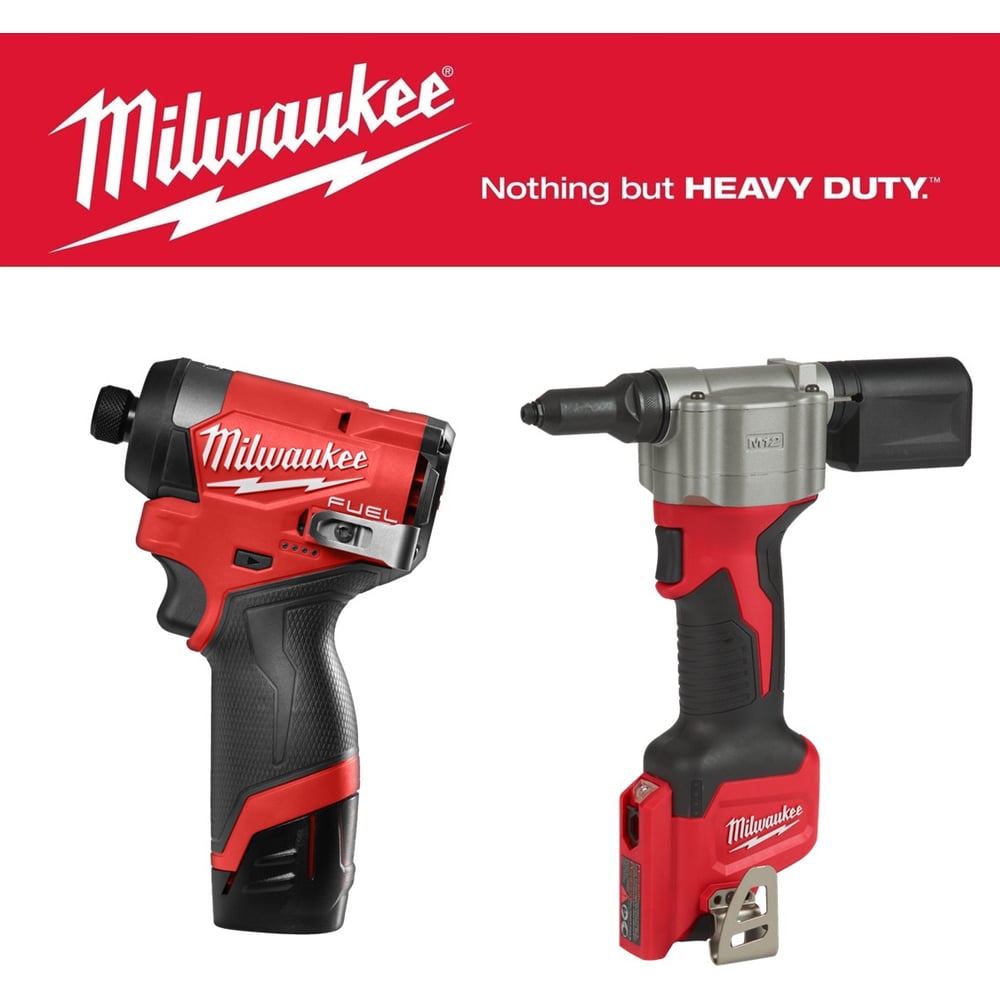 Изображение товара Профессиональный набор винтоверта Milwaukee M12FID2-202X и заклепочника M12BPRT-0