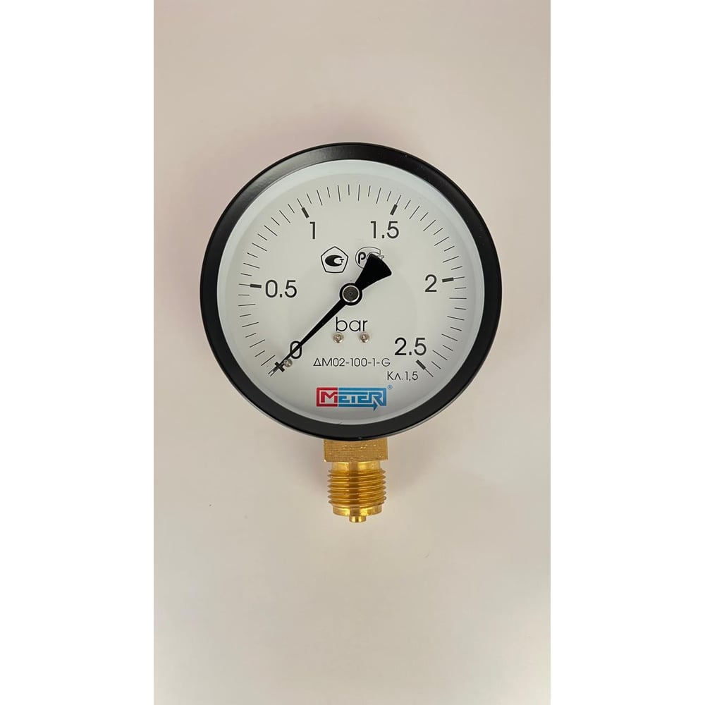Изображение товара Манометр МЕТЕР ДМ 02-100-1-G для измерения давления 0-2 5 бар IP44