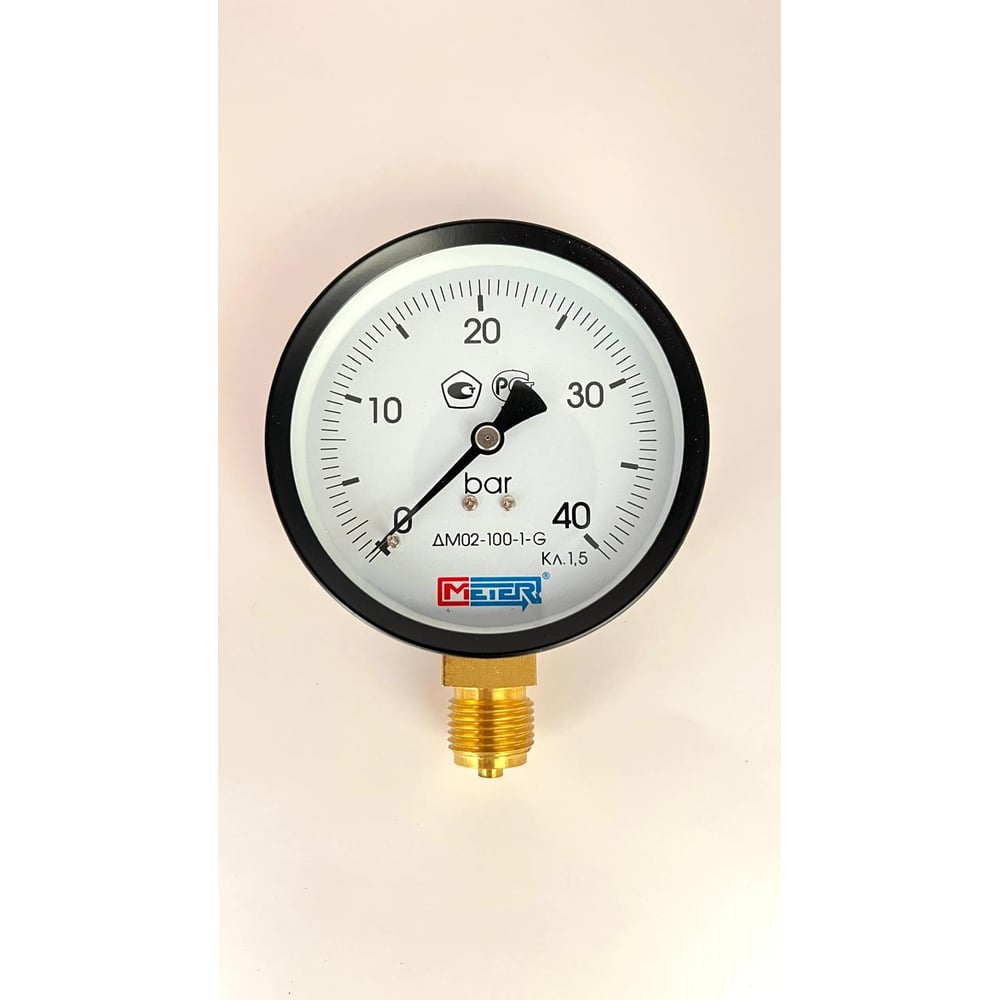 Изображение товара Манометр МЕТЕР ДМ 02-100-1-G для измерения давления до 40 бар