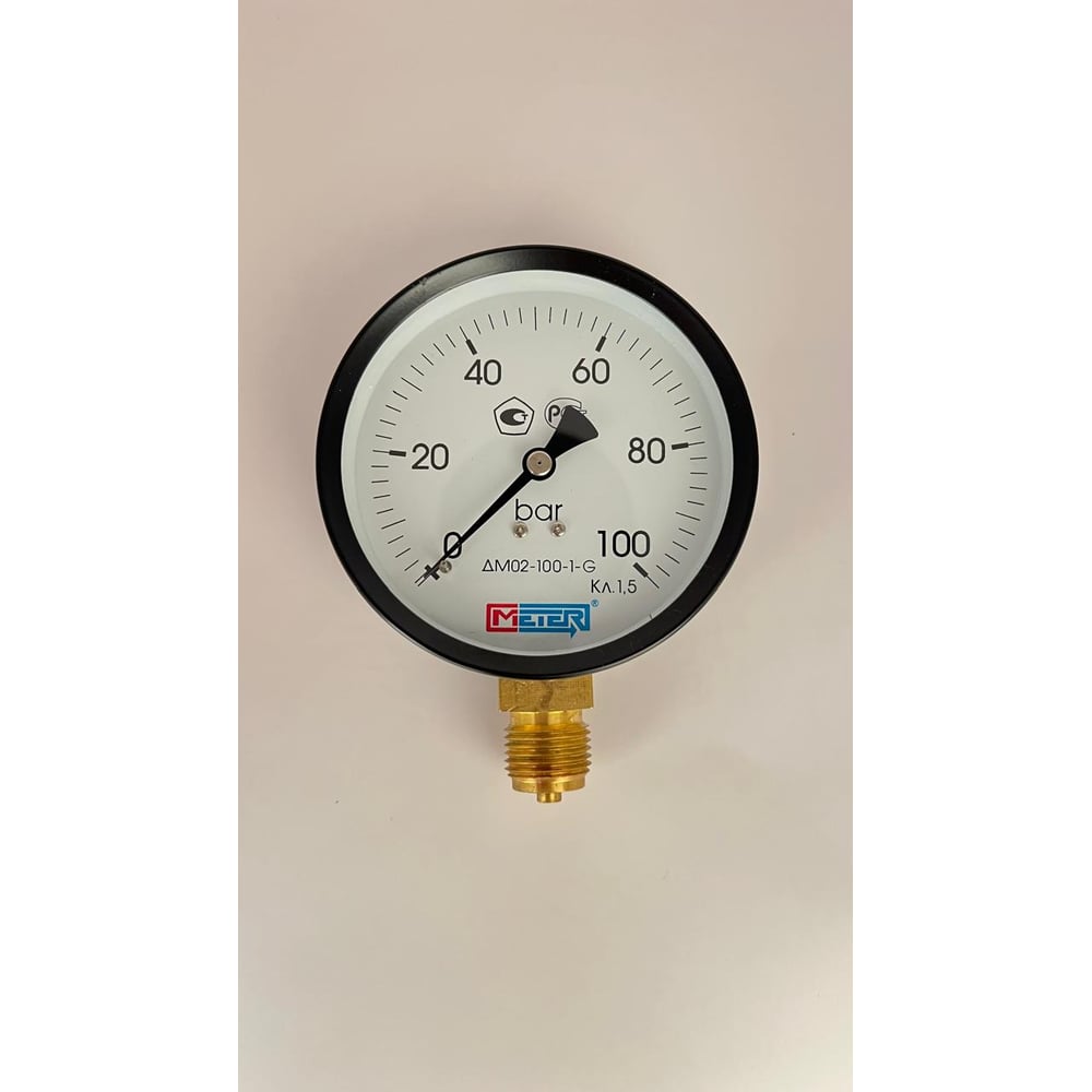 Изображение товара Манометр МЕТЕР ДМ 02-100-1-G с шкалой 0-100 бар и резьбой 1/2 дюйма