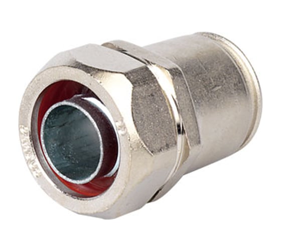 Изображение товара Муфта DKC металлорукав DN 15-жесткая труба диаметр 16 мм, IP66/IP67, никелированная латунь 6117-16N