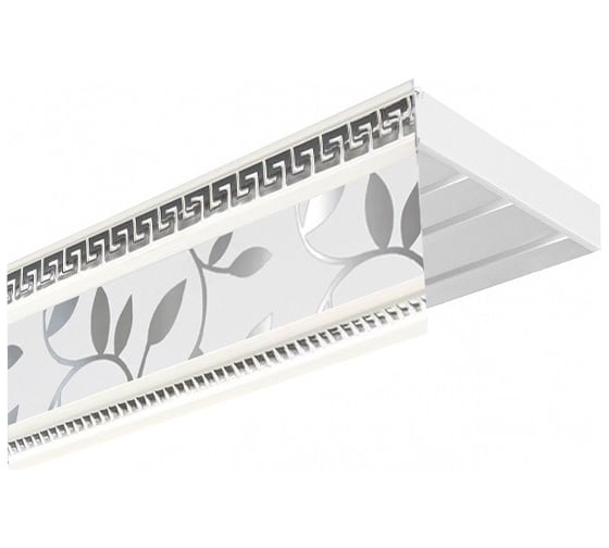 Изображение товара Трехрядный карниз Эскар ЭКОНОМ Антик инкрустация в сборе, серебро, 2.2 м 540430220