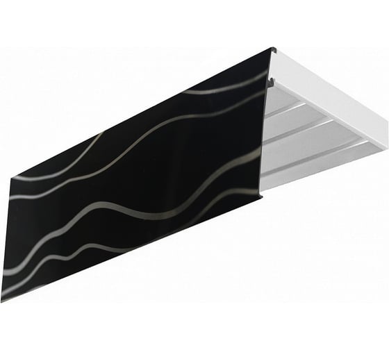 Изображение товара Трехрядный карниз Эскар ЭКОНОМ Волны black в сборе, 7 см, 2.4 м 770420240