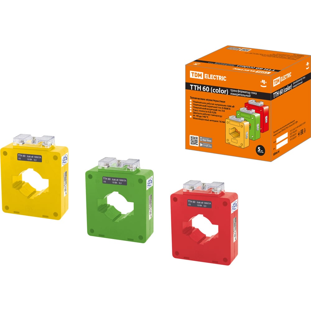 Изображение товара Трансформатор тока TDM ELECTRIC ТТН 60/1000/5-10VA/0,5-Р 3 шт.