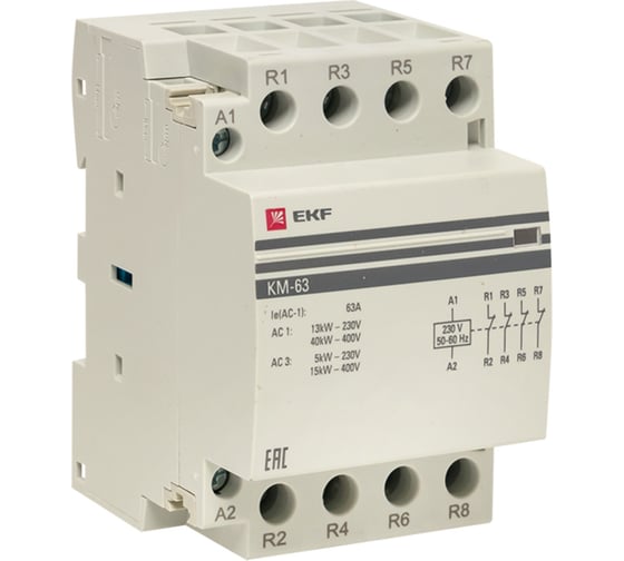 Изображение товара Модульный контактор EKF КМ 63А 4NC 3 модуля PROxima km-3-63-04