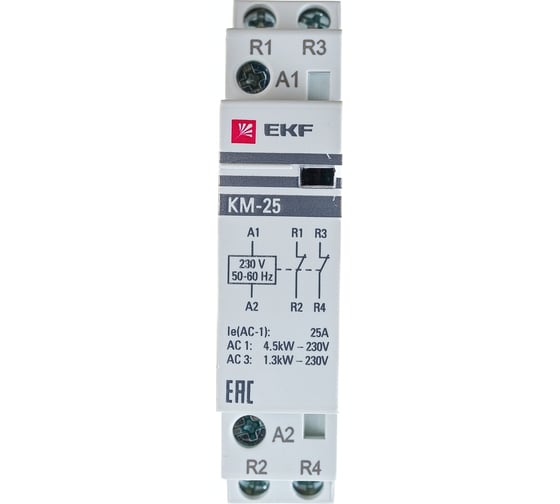 Изображение товара Модульный контактор EKF КМ 25А 2NC 1 модуля PROxima km-1-25-02