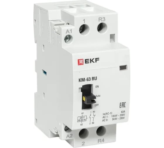 Изображение товара Модульный контактор EKF КМ РУ 63А 1NO+1NC  2 модуля PROxima km-2m-63-11