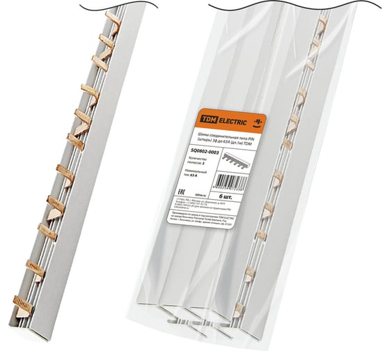 Изображение товара Соединительная шина TDM ELECTRIC 3П 63А PIN штырь 1 м. SQ0802-0003