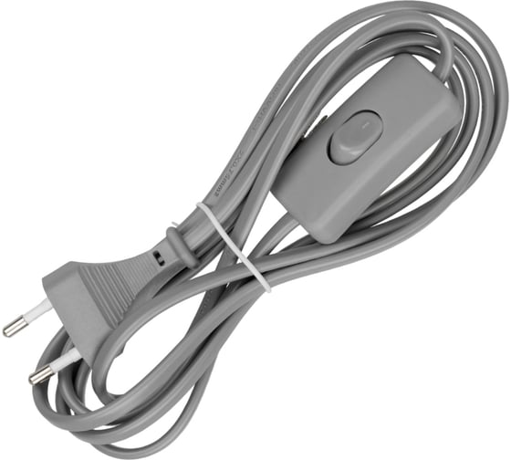 Изображение товара Шнур с выключателем и плоской вилкой TDM ELECTRIC ШУ01В ШВВП 2х0,75мм2 2м. серебр. металлик SQ1305-0005