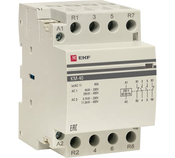 Изображение товара Модульный контактор EKF КМ 40А 2NО+2NC 3 модуля PROxima km-3-40-22