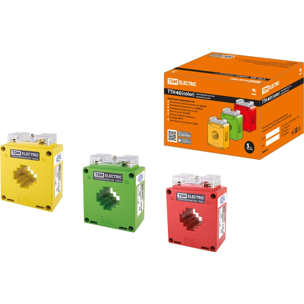 Изображение товара Трансформатор тока TDM ELECTRIC ТТН 40/400/5-5VA/0,5-Р 3 шт.