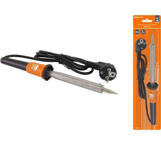 Изображение товара Паяльник TDM ELECTRIC ПЭК-105, 105 Вт, 230В, керам. ТЭН, прорезин. ручка, Алмаз SQ1025-0703