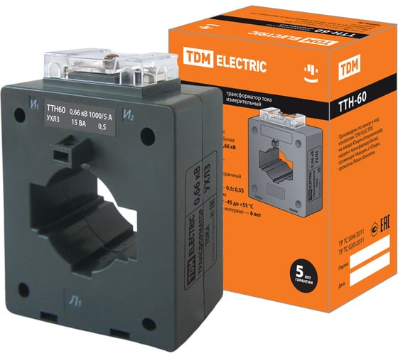 Изображение товара Трансформатор тока TDM ELECTRIC ТТН 60/1000/5-15VA/0,5-Р SQ1101-1129