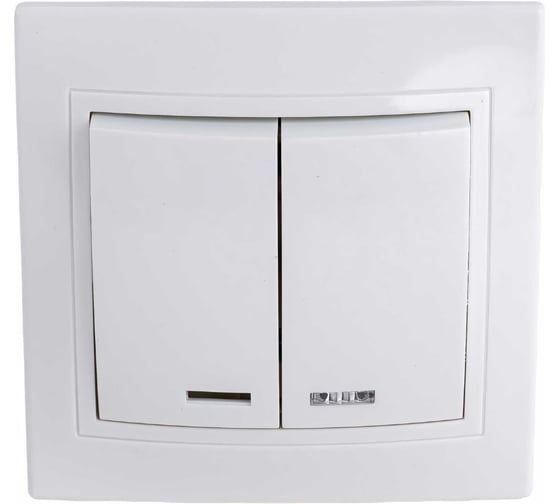 Изображение товара Выключатель TDM ELECTRIC 2 кл. с подсветкой 10А белый "Таймыр" пром. упак,, бакелит. основание AQ1814-0505