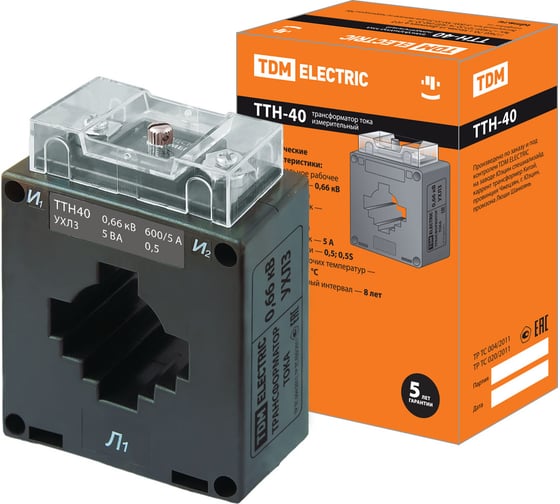 Изображение товара Трансформатор тока TDM ELECTRIC ТТН 40/600/5- 5VA/0,5-Р SQ1101-1096