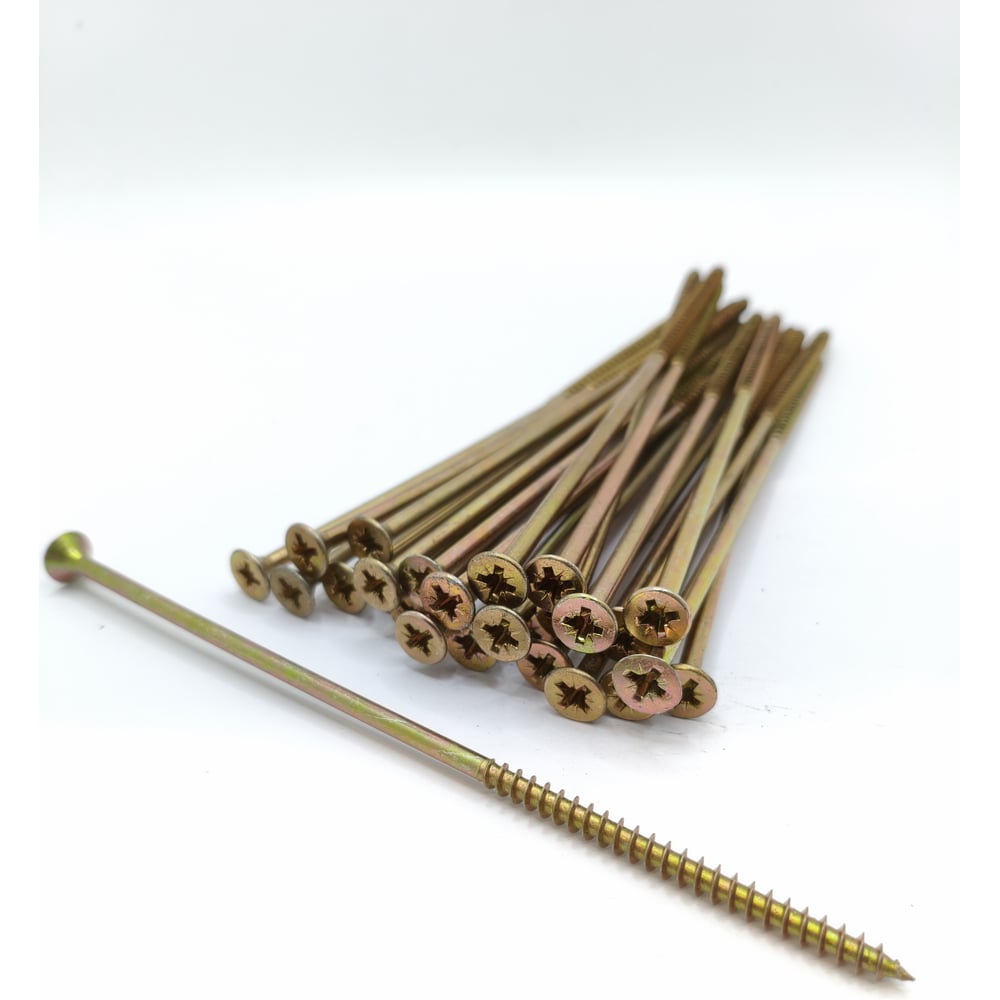 Изображение товара Саморез Крепстор 6х180 универсальный желтый цинк PZ, 100 шт