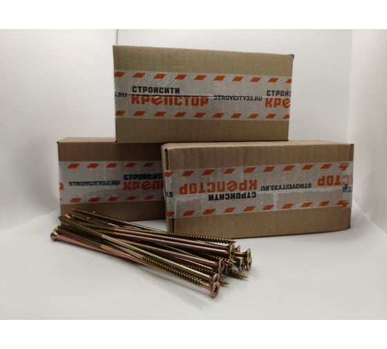 Изображение товара Саморез Крепстор 6х180 универсальный желтый цинк PZ, 100 шт 4665316947461