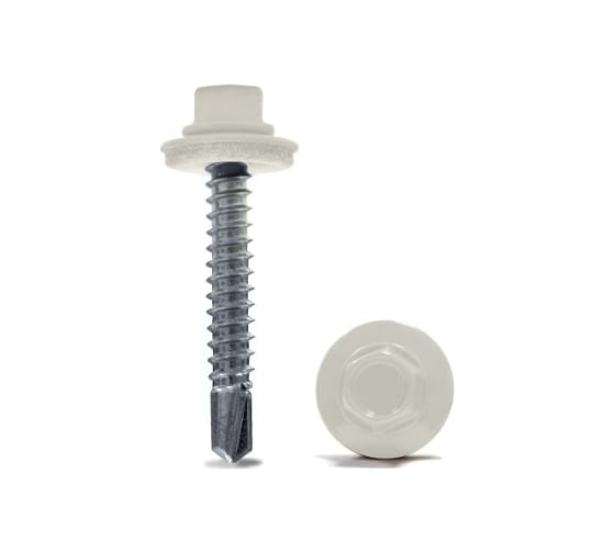 Изображение товара Саморез Крепстор 5,5х19 RAL 9006 бело алюминиевый, 300 шт 4665316949236