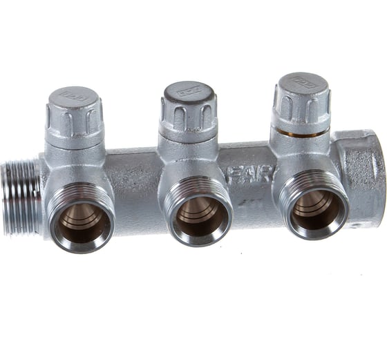 Изображение товара Коллектор запорно-балансировочный FAR 1 на 3 отвода 3/4EU c вставкой под уплотнение FK 3870 134UN
