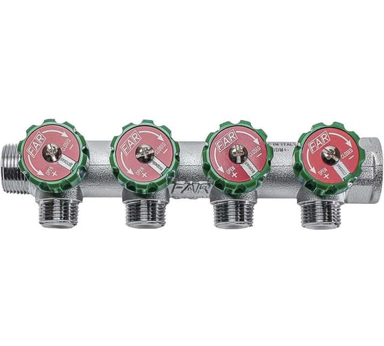 Изображение товара Коллектор регулирующий FAR 3/4 (ВР-НР) с 4 отв. 1/2EU с вставкой под плоское уплотнение FK 3824 3412UN