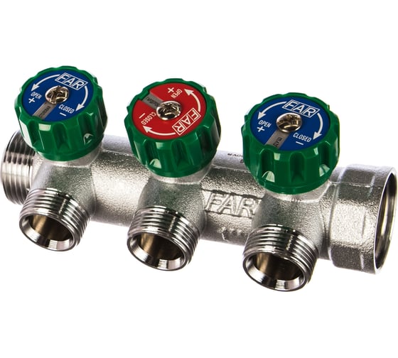 Изображение товара Коллектор регулирующий FAR 1 (ВР-НР) с 3 отв. 3/4EU с вставкой под плоское уплотнение FK 3822 134UN