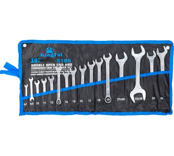Изображение товара Набор ключей комбинированных и рожковых, 16 предметов KingTul KT-5199(47227)