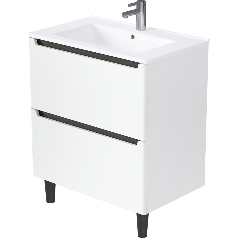 Изображение товара Современная белая тумба 1Marka Coda 65Н с 2 ящиками для ванной комнаты