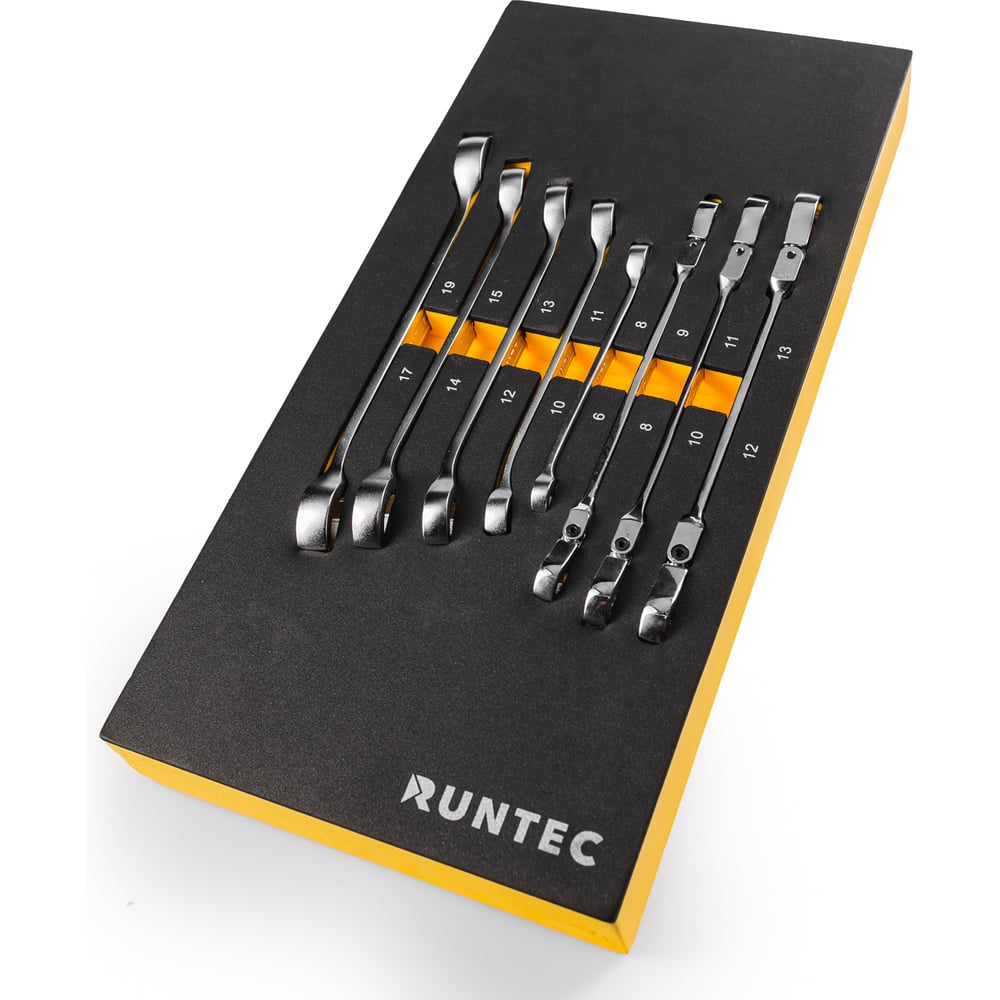 Изображение товара Набор ключей разрезных и шарнирных RUNTEC 6-19 мм RT-WFE8 профессиональный