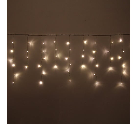 Изображение товара Гирлянда для улицы Серпантин БАХРОМА ш3м* в40/60см 100 ламп LED, прозрачный провод, 8 режим, IP-54, Теплый белый (возможность соединения) 183-485