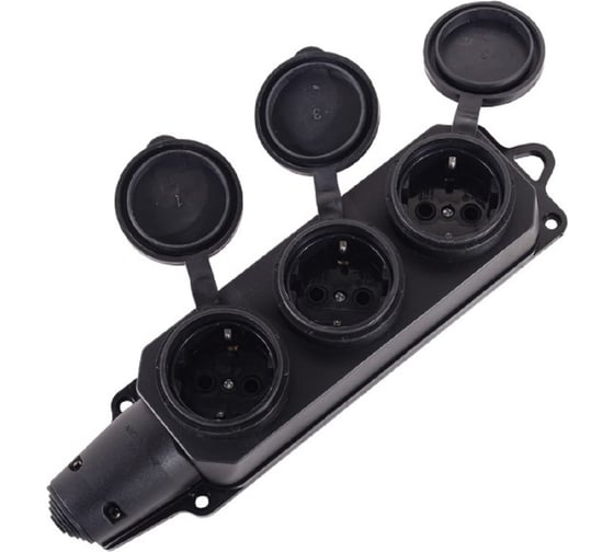 Изображение товара Колодка Вихрь 3 гнезда с заземлением, каучук IP44 16А 73/12/1/6