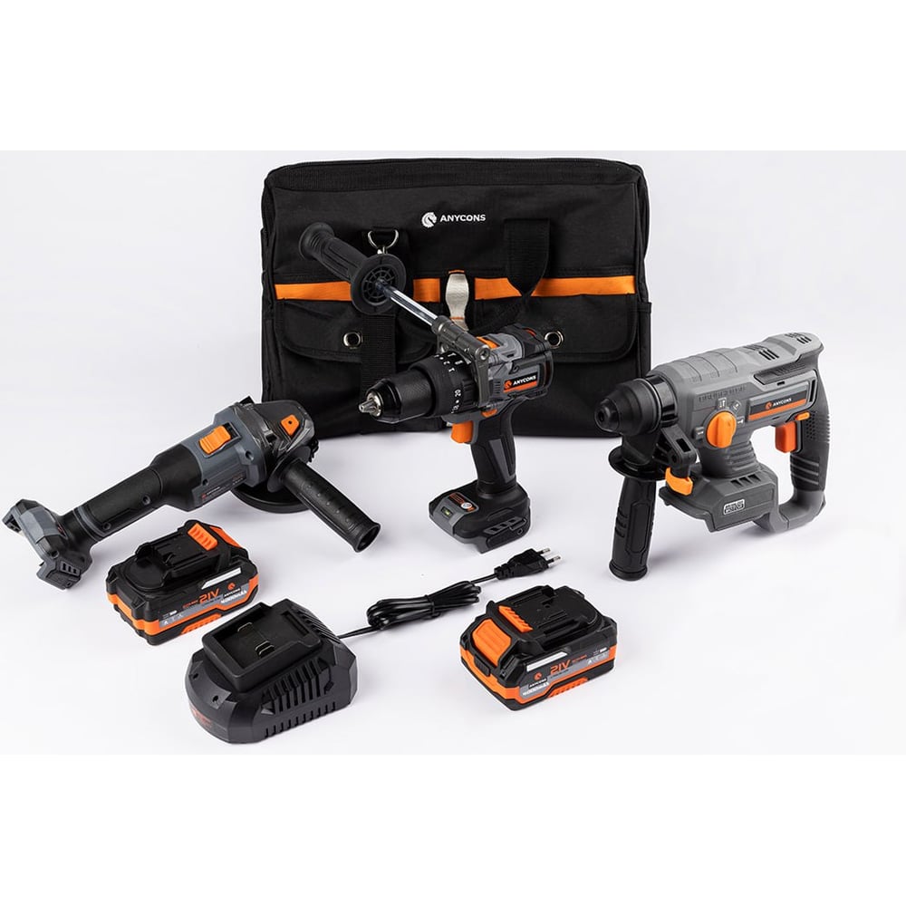 Изображение товара Набор из 3 инструментов Anycons AC-ST 330T44B с двумя аккумуляторами Li-Ion