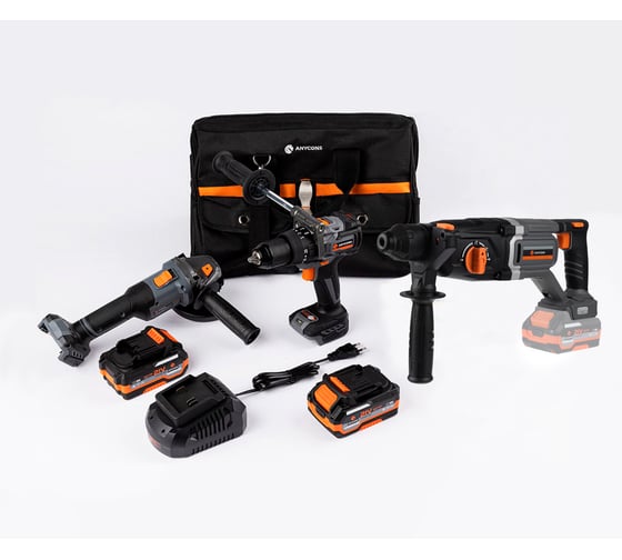 Изображение товара Набор из 3-х инструментов Anycons AC-ST (Шуруповерт, УШМ, Перфоратор, акб*4Ач 2шт) 330T44B