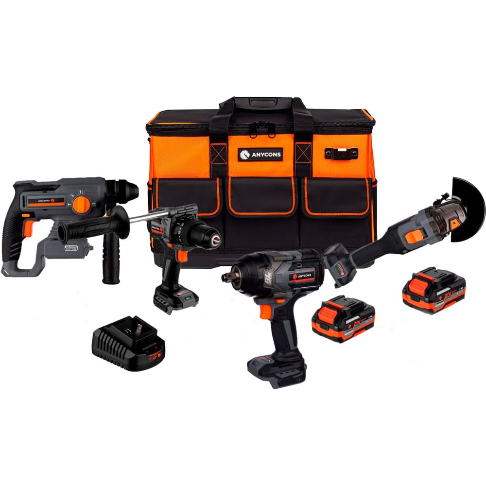 Изображение товара Профессиональный набор из 4 инструментов Anycons AC-ST 480T46B с аккумуляторами 21 В