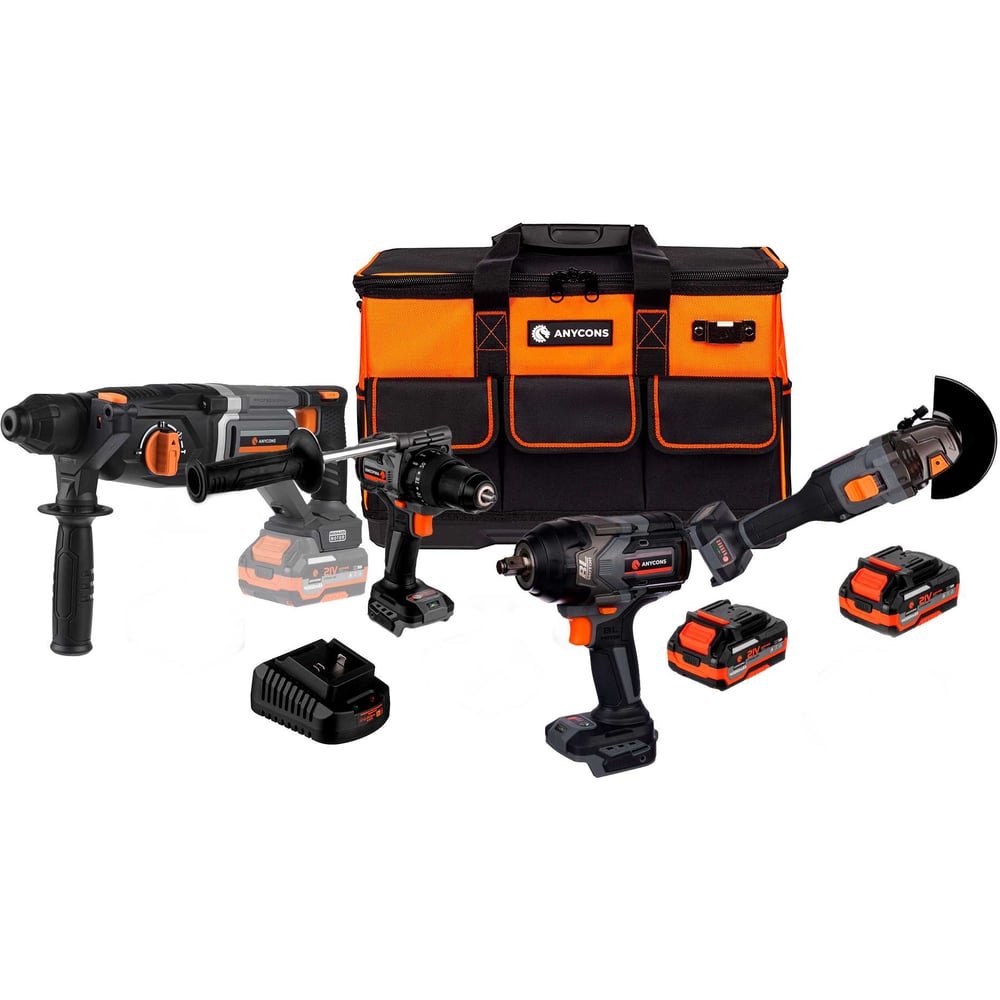 Изображение товара Профессиональный набор из 4 инструментов Anycons AC-ST 480T46B с аккумуляторами 21 В