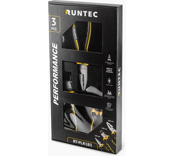 Изображение товара Набор шарнирно-губцевого инструмента RUNTEC 3 предмета RT-PLR1B3