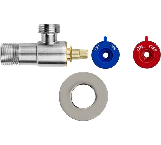 Изображение товара Кран угловой MPF для бытовой техники с отражателем 1/2 н/н (с кран-буксой) сталь AISI304, ИС.081195