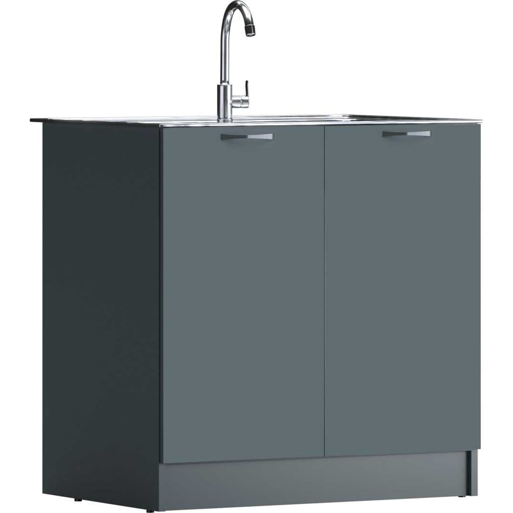 Изображение товара Тумба под нержавеющую мойку Айсберг 60х80 антрацит с системой хранения